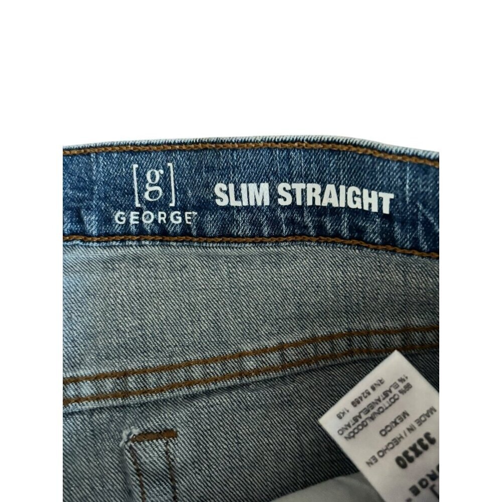 George Men's Slim Straight Blue Jeans - Picture 3 of 8